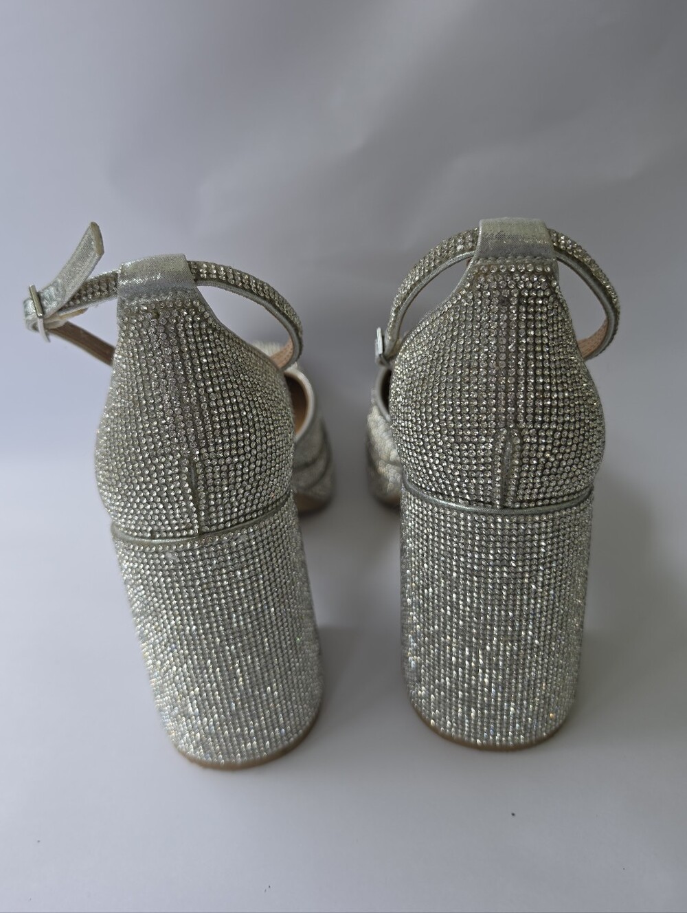 wild fable Silver Rhinestone Platform Block Heels - Picture 4 of 9